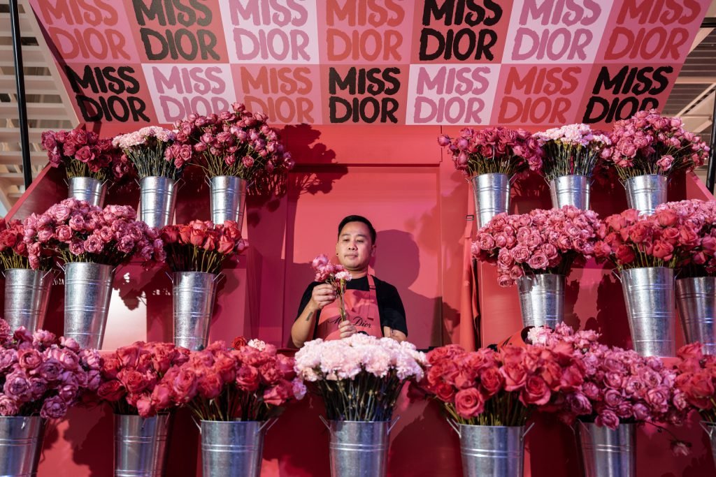 The Miss Dior Florist with fresh pink roses