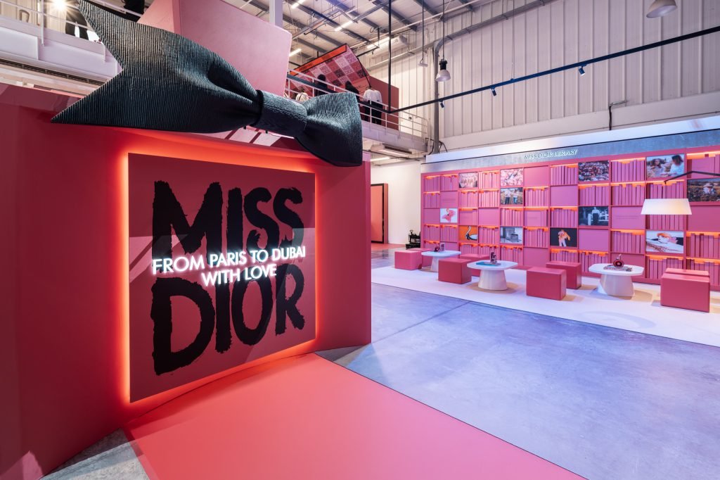 The giant Miss Dior gift box installation