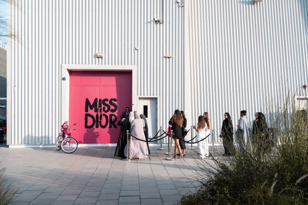 Guests queueing for the Miss Dior pop-up at Warehouse 46
