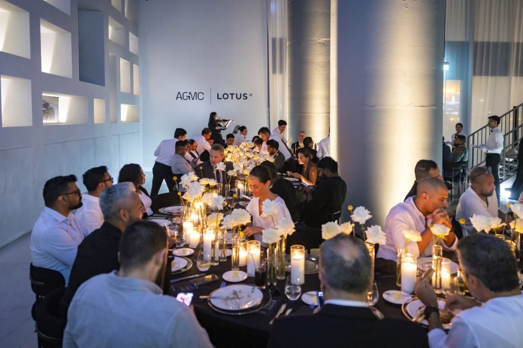 Guests at the candlelit AGMC × Lotus private dinner at ISOLA Design Space